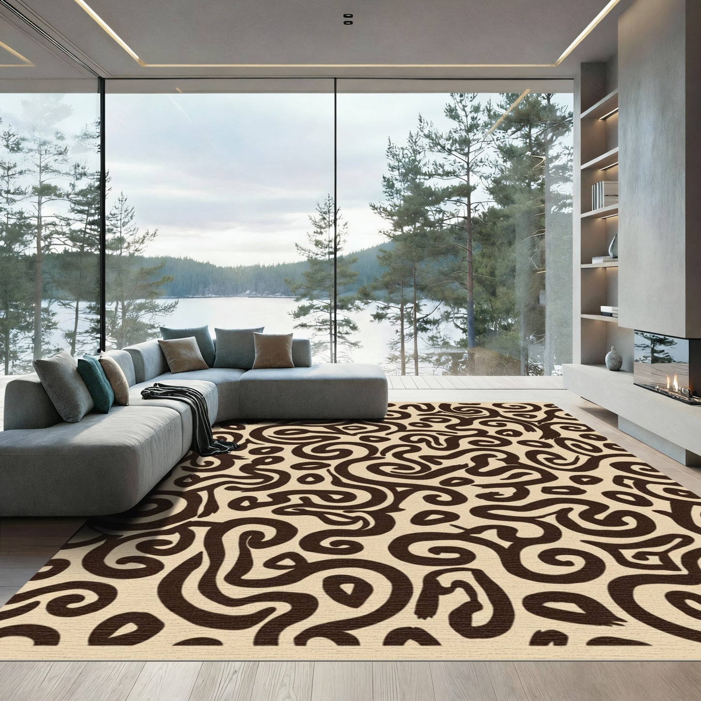 Chocolate Swirl Organic Abstract Rug