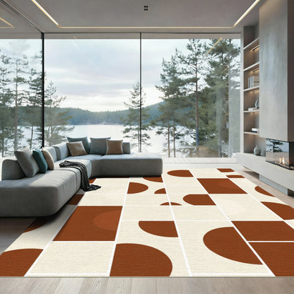 Mid Century Terracotta Circles and Squares Rug