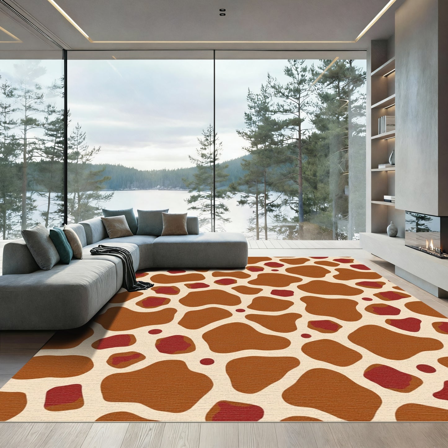 Brown Red Giraffe Spots Rug