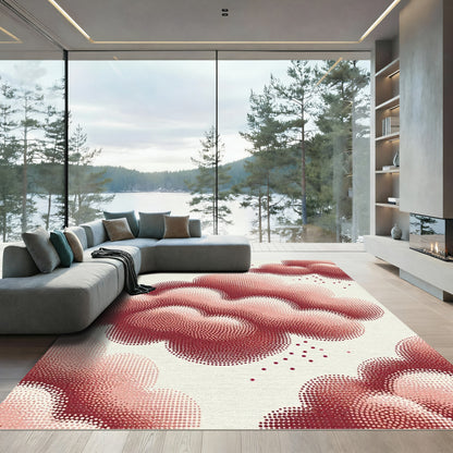 Crimson Dot Cloud Composition Rug