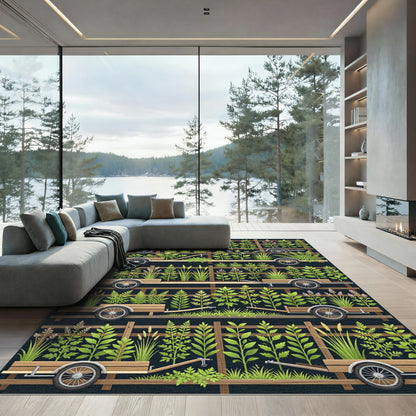 Botanical Garden Shelf Wagon Illustration Rug