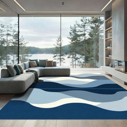 Indigo Wave Landscape Serene Layers Rug