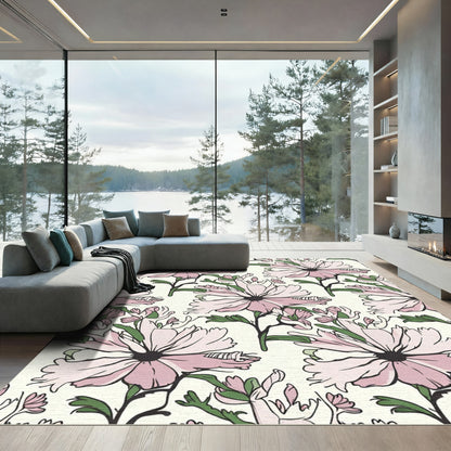 Blush Pink Floral Garden Sprig Rug
