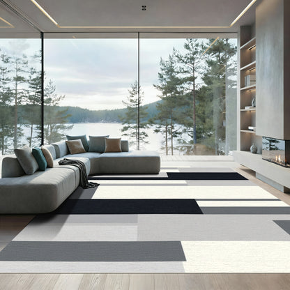 Monochromatic Geometric Block Art Rug