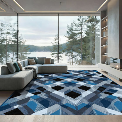 Bold Geometric Interlocking Diamond Rug