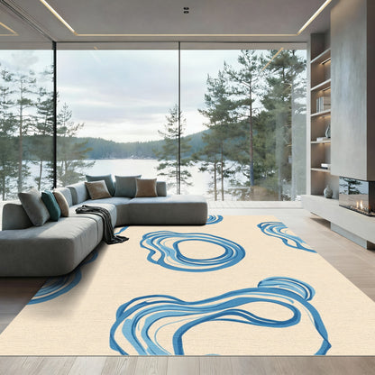 Abstract Blue Swirl Organic Loops Rug