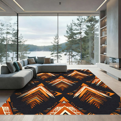 Earthy Ochre Geometric Arrow Tapestry Rug