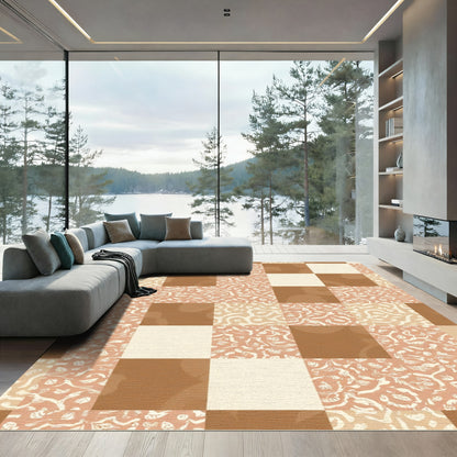 Terracotta Peach Square Patchwork Rug
