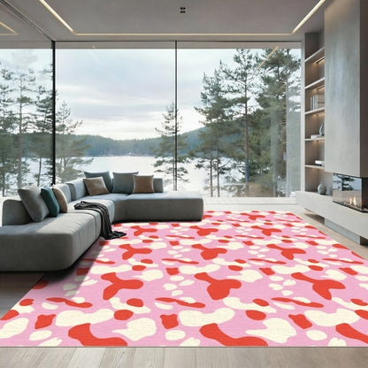 Pink Red Cream Organic Shapes Rug