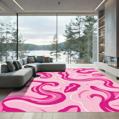 Pink Swirl Flow Abstract Rug