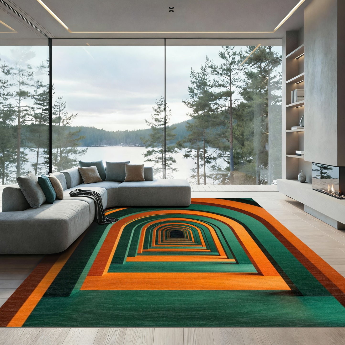 Emerald and Amber Infinite Arched Tunnel Rug