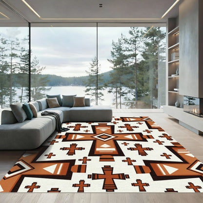 Terracotta Southwestern Cross Geometric Tile Rug