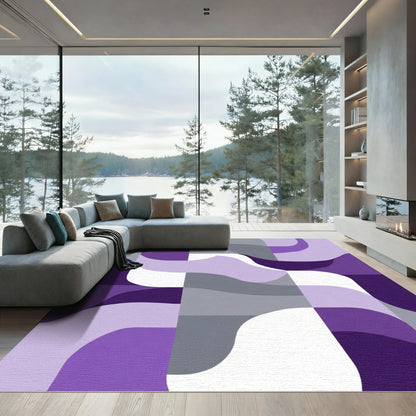 Amethyst Swirl Geometric Blocks Rug