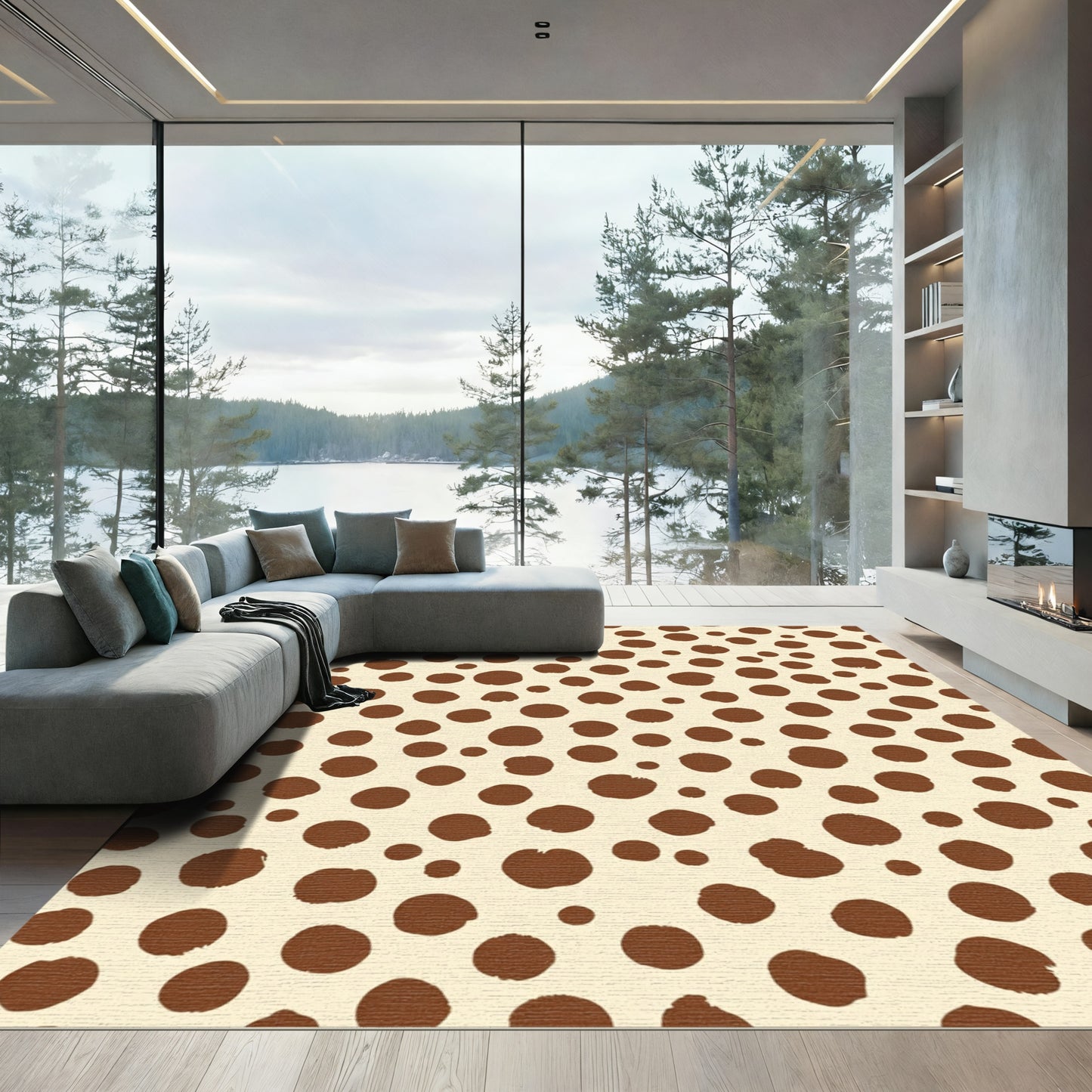 Chocolate Brown Stippled Dot Art Rug