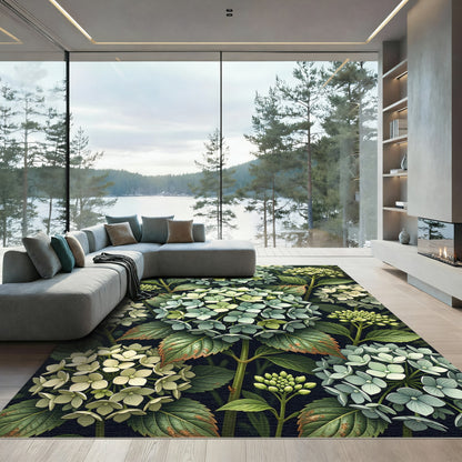 Soft Sage Hydrangea Botanical Garden Rug
