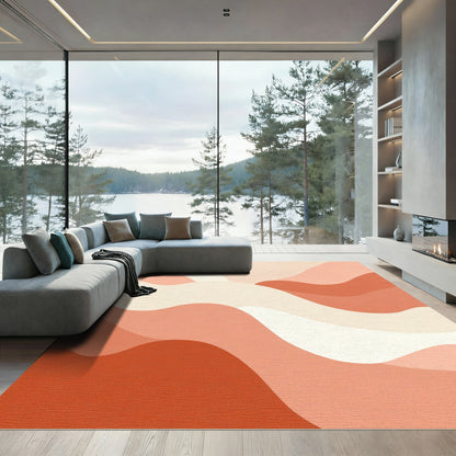 Coral Wave Abstract Landscape Rug