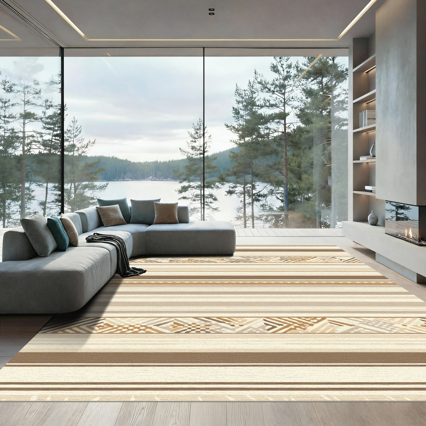Geometric Stripe Earth Tones Rug