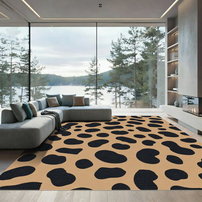 Tan Black Spotty Animal Print Rug