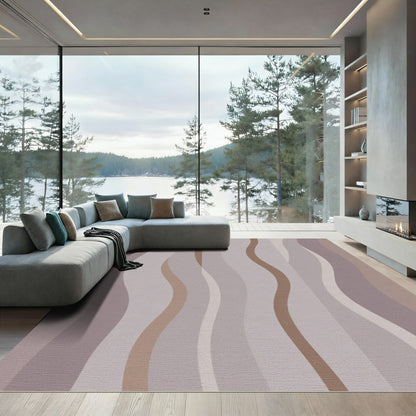 Soft Purple Brown Wavy Stripes Rug