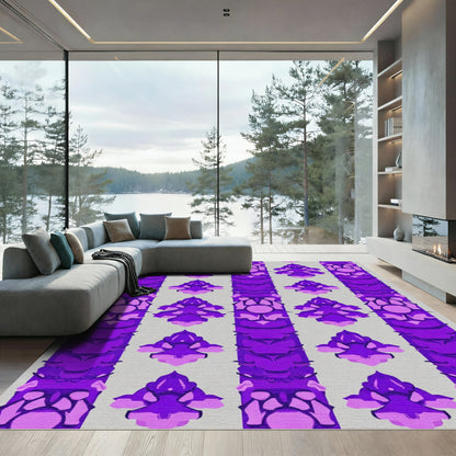Vibrant Purple Floral Column Rug