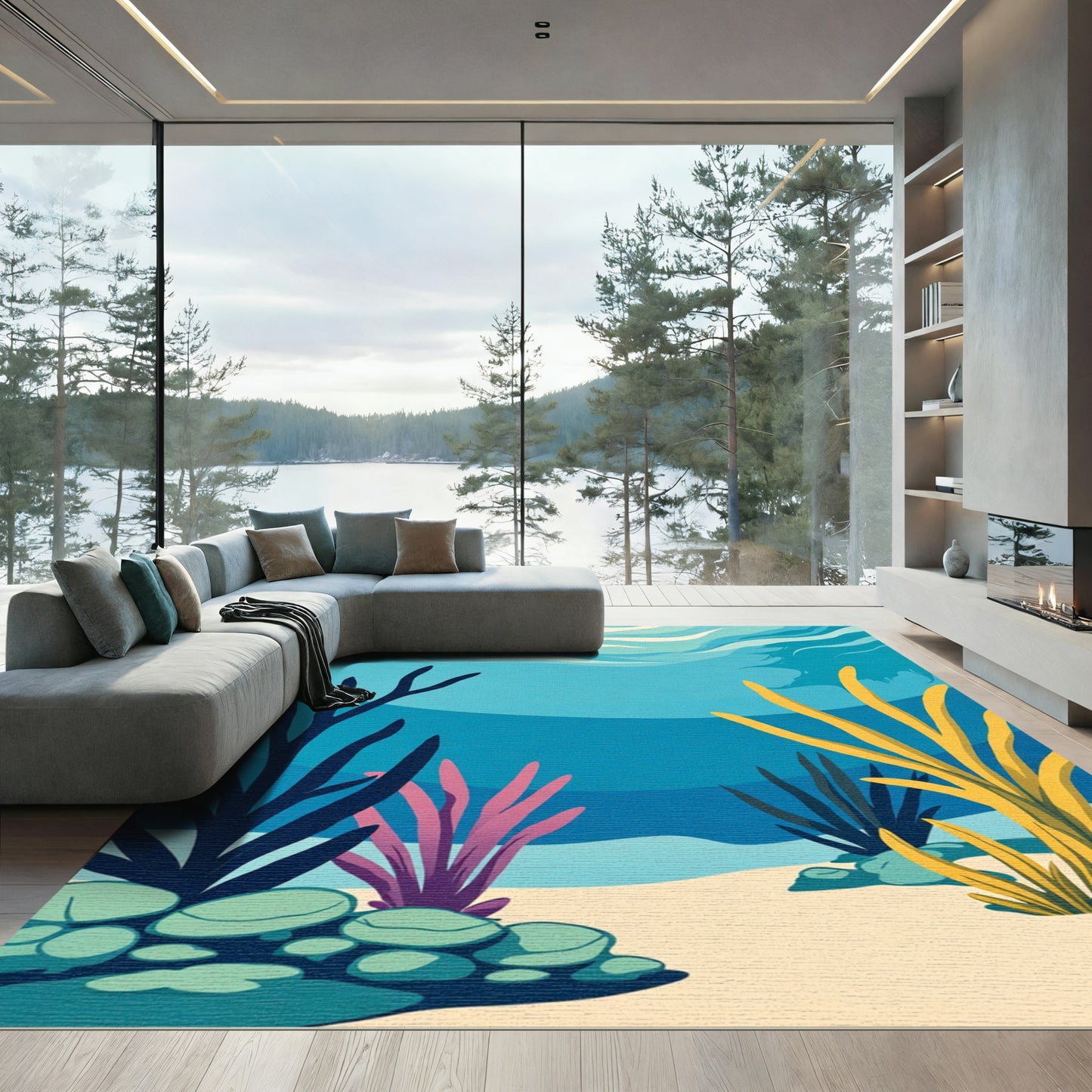 Underwater Coral Abstract Coral Reef Rug