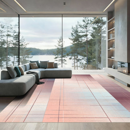 Muted Rose Geometric Overlay Rug