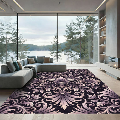 Ornate Paisley Black Light Floral Rug