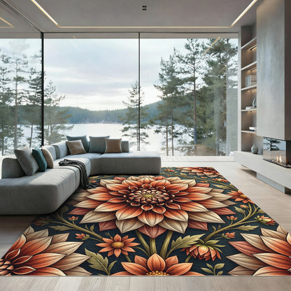Terracotta Floral Symmetry Bloom Rug