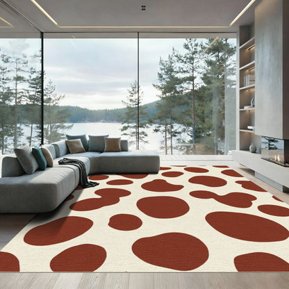 Brown Spots Cream Irregular Shapes Rug