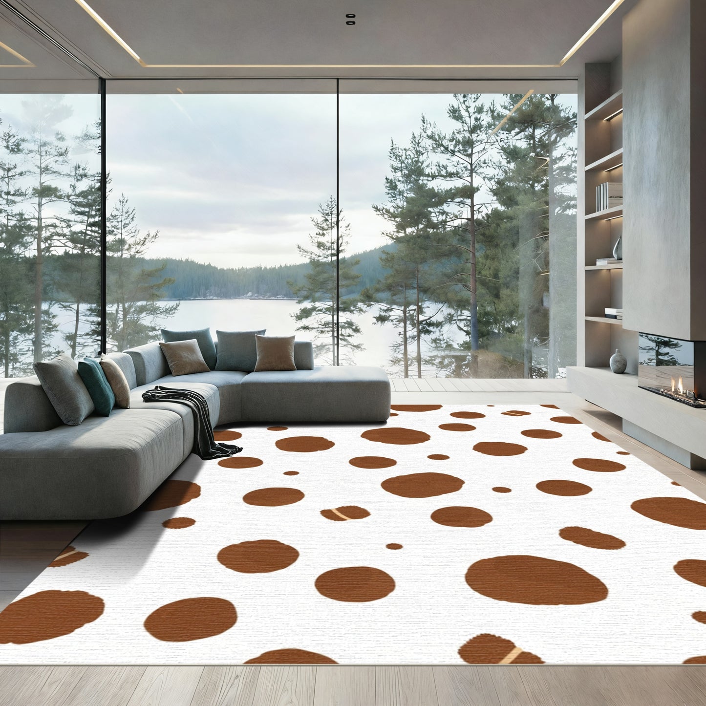 Brown Spots Scattered Abstract Rug
