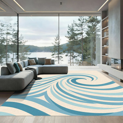 Aqua Swirl Ocean Waves Rug