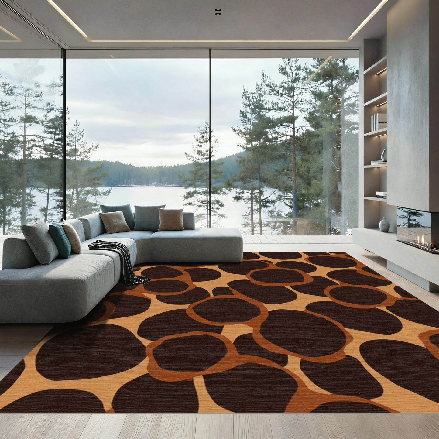 Brown Giraffe Spot Repeat Rug