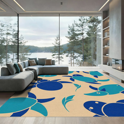 Coastal Blue Turtle Aquatic Voyage Rug
