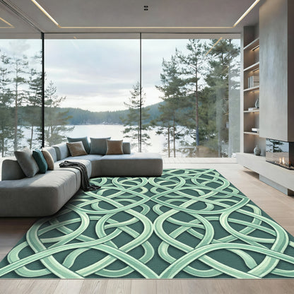 Ethereal Sage Interlocking Celtic Knot Rug