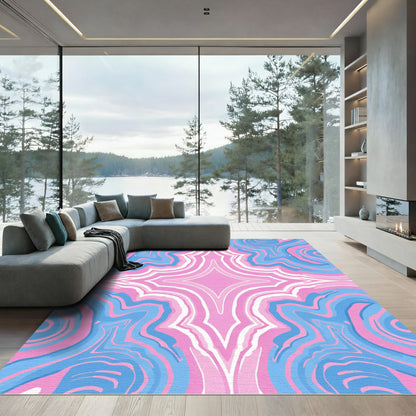 Serene Blue Pink Swirl Agate Rug