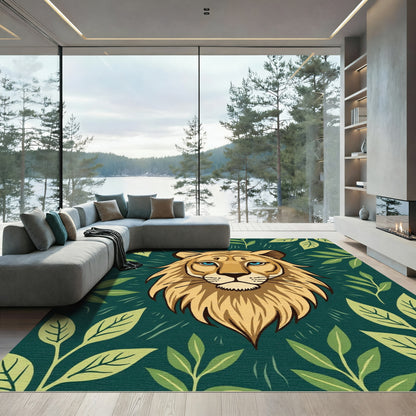 Golden Lion With Blue Eyes Jungle Rug