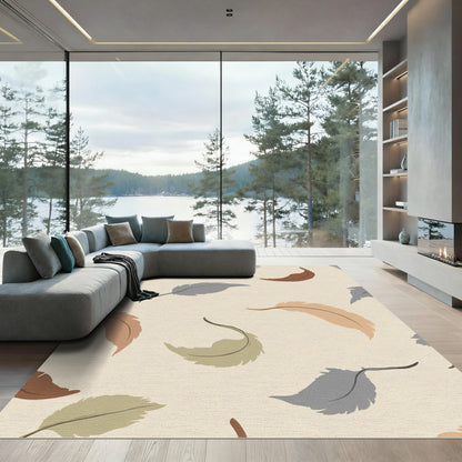 Earthy Tones Falling Feather Pattern Rug