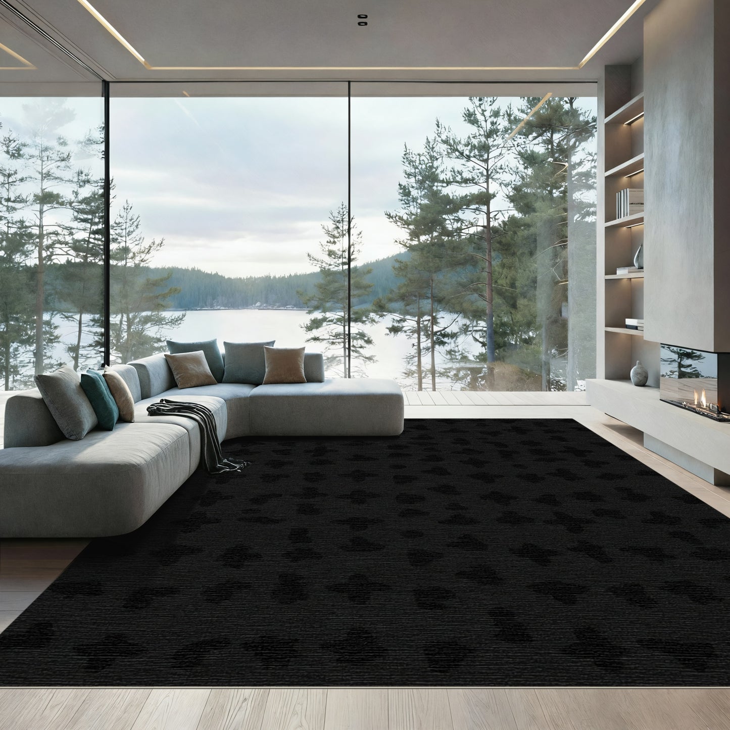 Black Petite Starburst Organic Field Rug