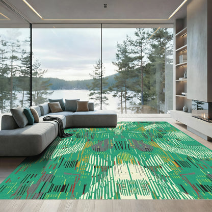 Emerald Abstract Vertical Fragment Rug