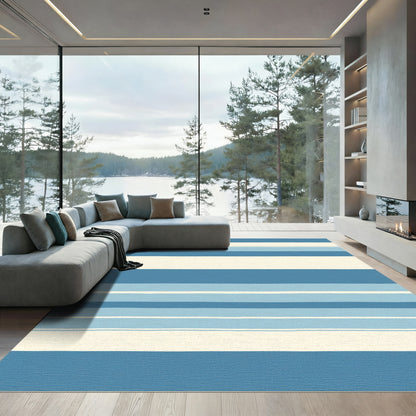 Coastal Blue Stripe Arrangement Rug
