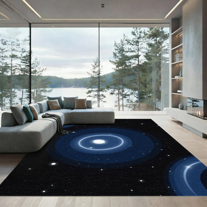 Celestial Orbit Blue Ring Rug