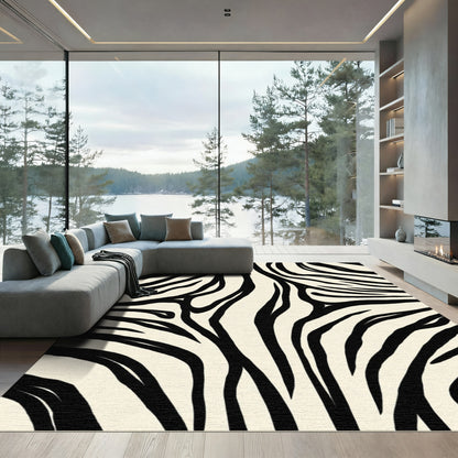 Cream Black Zebra Stripes Rug