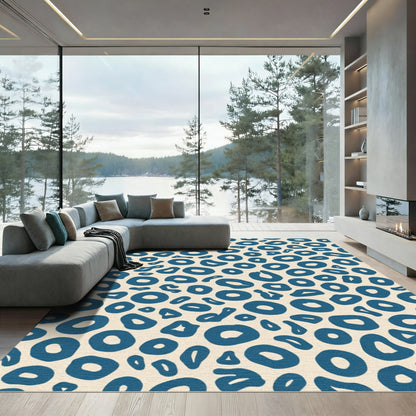 Blue Abstract Spots Organic Rug