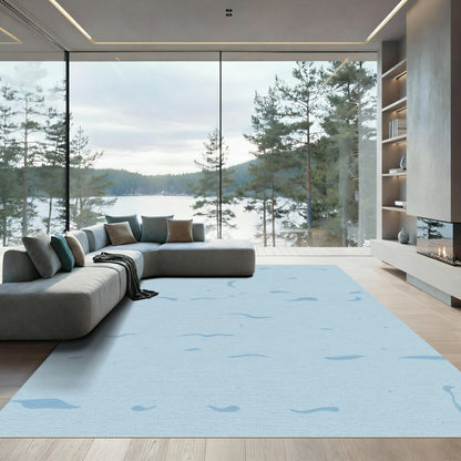 Pale Blue Organic Swirl Scatter Rug