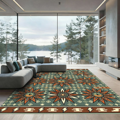 Terracotta Desert Star Southwestern Earthy Rug