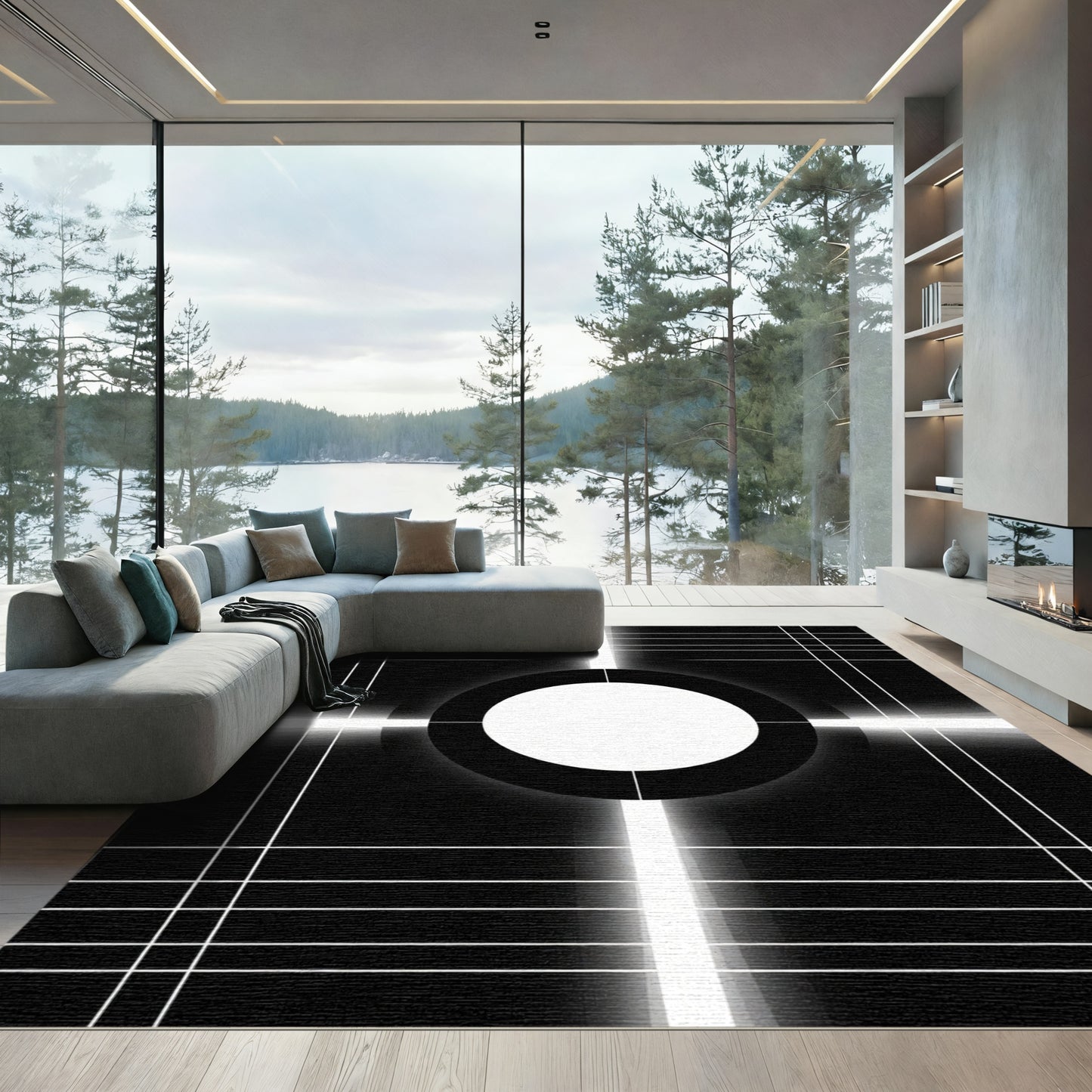 Monochromatic radial grid abstract Rug