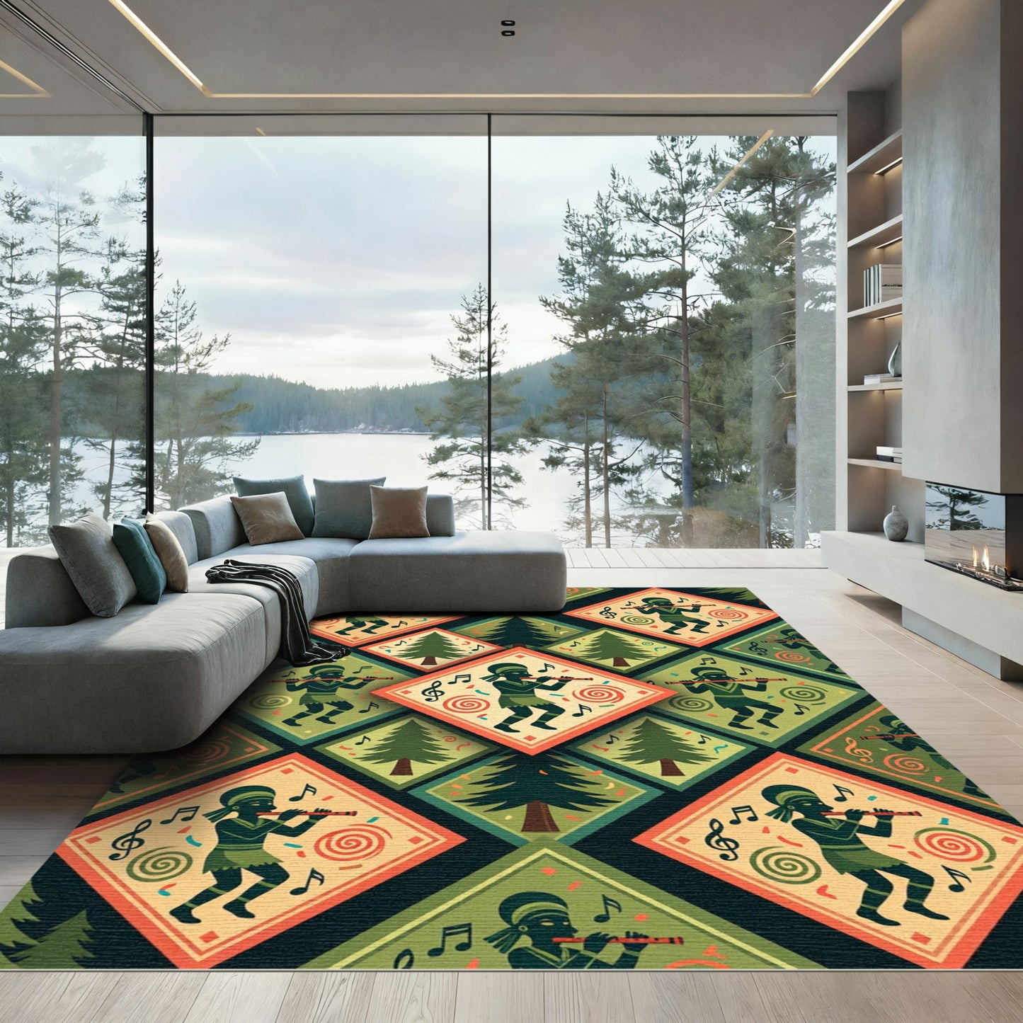 Emerald Forest Musician Diamond Collage Rug