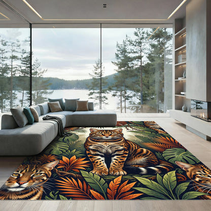 Lush Tropical Jungle Feline Exotic Rug