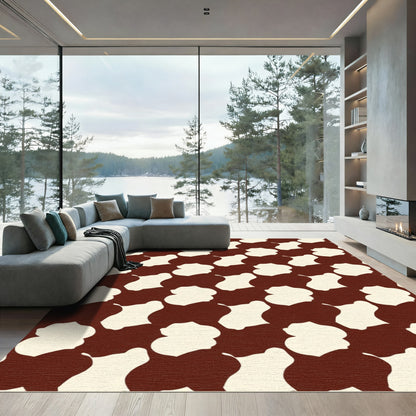 Organic Brown Cream Abstract Shapes Rug