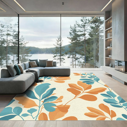 Orange Teal Leafy Vine Harmony Rug